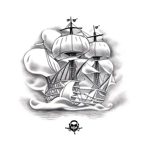 pirate ship tattoo design idea