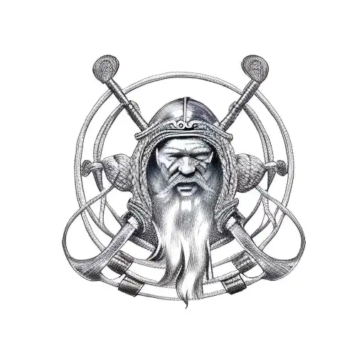 Viking ship tattoo design idea
