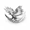 Eagle carrying a fire hose tattoo design idea