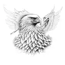 Eagle carrying a fire hose tattoo design idea