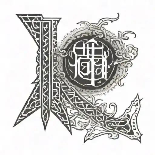 ornemental japanese norse runes tattoo design idea