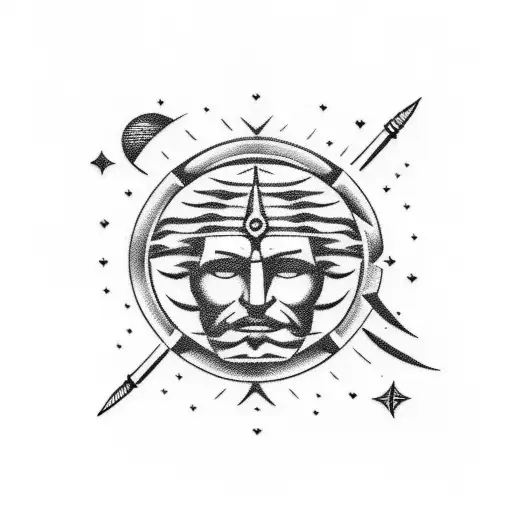 geometric outer space tattoo, arm, line drawing, | Stable Diffusion