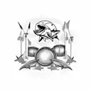 Combine a drum set and a shark in a unique and dynamic way tattoo design idea