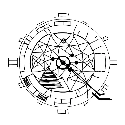 A minimalist tattoo of a camping tent with a clock face as the entrance, representing the client's love for camping and air clocks tattoo design idea