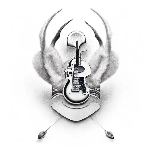 modern Wing incorporating modern tech, music and a springbok  tattoo design idea