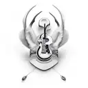 modern Wing incorporating modern tech, music and a springbok  tattoo design idea