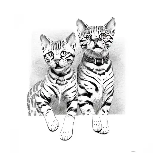 Two Bengal cats ghosts tattoo design idea