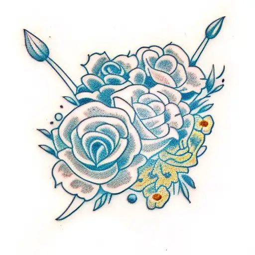 tiny flowers  tattoo design idea