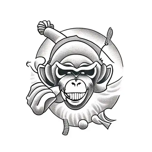 monkey smoke a blunt  tattoo design idea