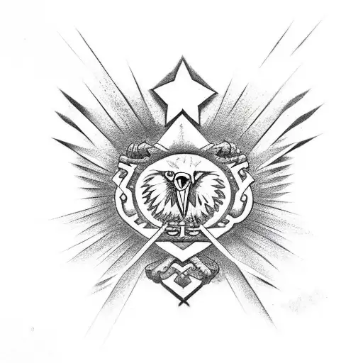 two headed albanian eagle with Mangekyou sharingan instead of eyes tattoo design idea