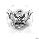 two headed albanian eagle with Mangekyou sharingan instead of eyes tattoo design idea