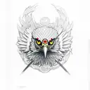 two headed albanian eagle with Mangekyou sharingan instead of eyes tattoo design idea