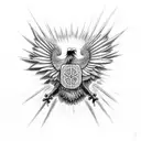 two headed albanian eagle with Mangekyou sharingan instead of eyes tattoo design idea