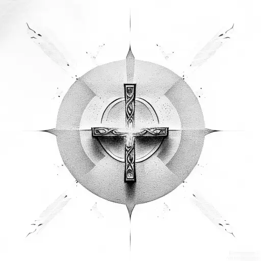 Negative space Christian Cross tattoo design idea