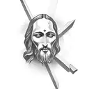 Negative space jesus Cross tattoo design idea