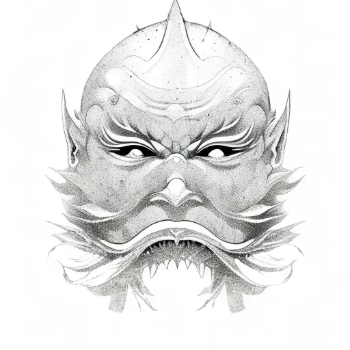 water tengu mask tattoo design idea