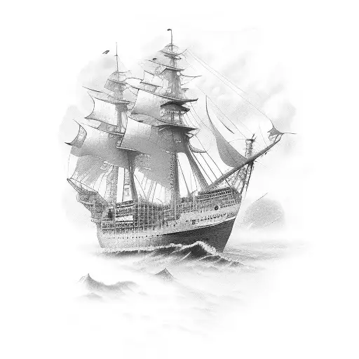 ship, south korea tattoo design idea