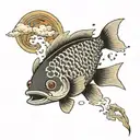 falling fish in the form of a comet tattoo design idea