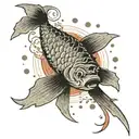 falling fish in the form of a comet tattoo design idea