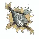 falling fish in the form of a comet tattoo design idea