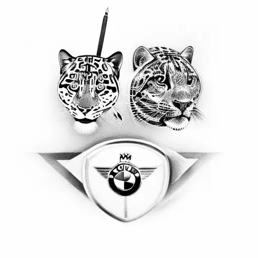 bmw and jaguar tattoo design idea