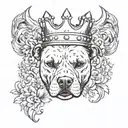 pitbull skull wearing a crown tattoo design idea