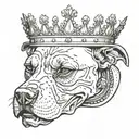 pitbull skull wearing a crown tattoo design idea