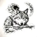 wolf ,child, moon,cloud  tattoo design idea