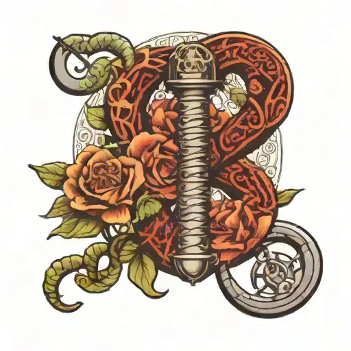 generate a design of the rod of Asclepius using neo traditional elements for a tattoo.  tattoo design idea