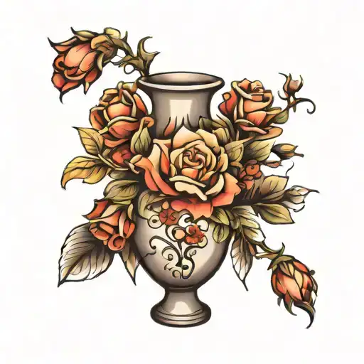 trad vase broken tattoo design idea