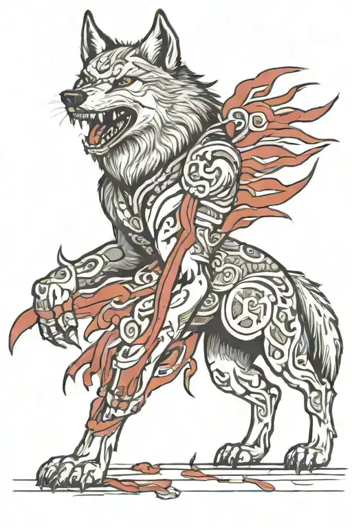 wounded wolf after winning a deadly fight tattoo design idea
