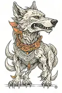 wounded wolf after winning a deadly fight tattoo design idea