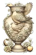 mourning dove carrying water vase tattoo design idea