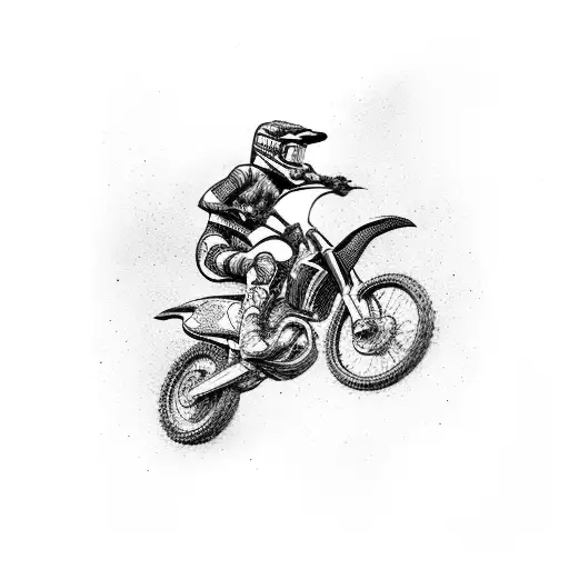 A motocross rider jumping over a soundwave tattoo design idea