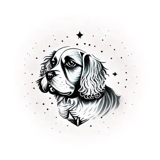 Geometric Cocker Spaniel constellation tattoo design idea