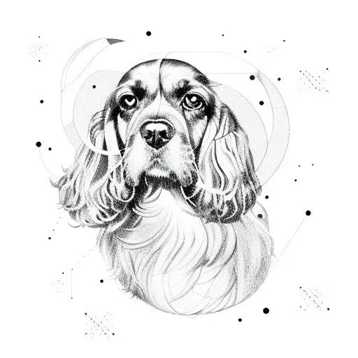 Geometric Cocker Spaniel constellation tattoo design idea