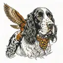 English springer spaniel with pheasant in its mouth tattoo design idea
