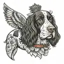 English springer spaniel with pheasant in its mouth tattoo design idea