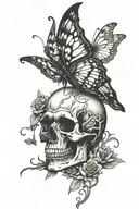 corpse with butterfly wings that represents guilt for past events tattoo design idea
