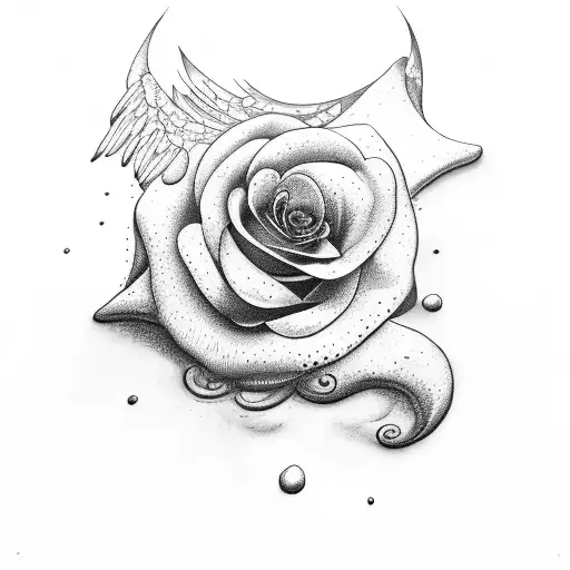 rose raven butterfly libra sign fallen angel tattoo design idea