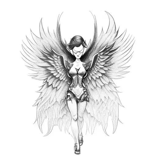 fallen angel tattoo design idea