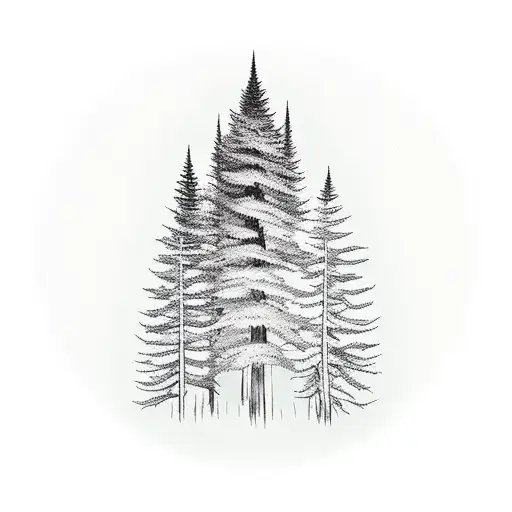  tattoo of a hauntingly beautiful North American forest with a touch of emo cartoon art tattoo design idea
