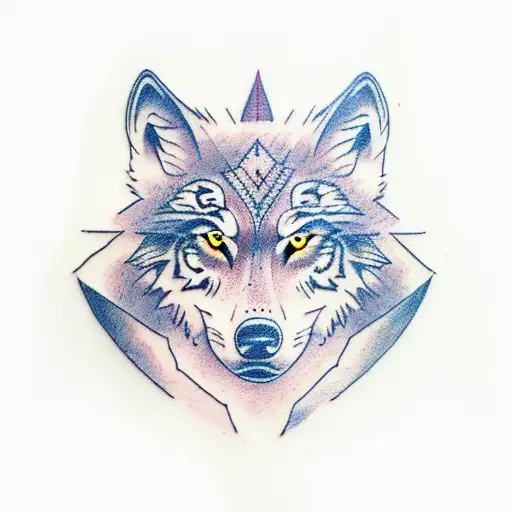 wolf with crow and tiger tattoo design idea