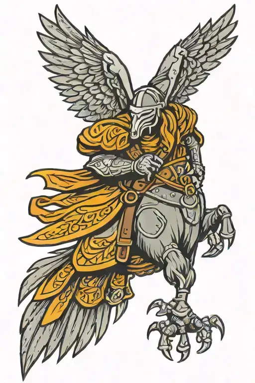 viking Crow flying tattoo design idea