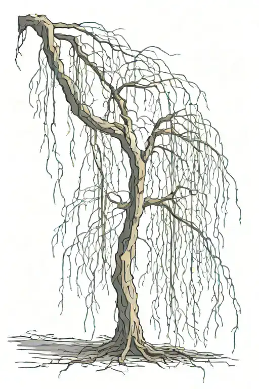 weeping willow, coiling branches, veiny, blood dripping tattoo design idea
