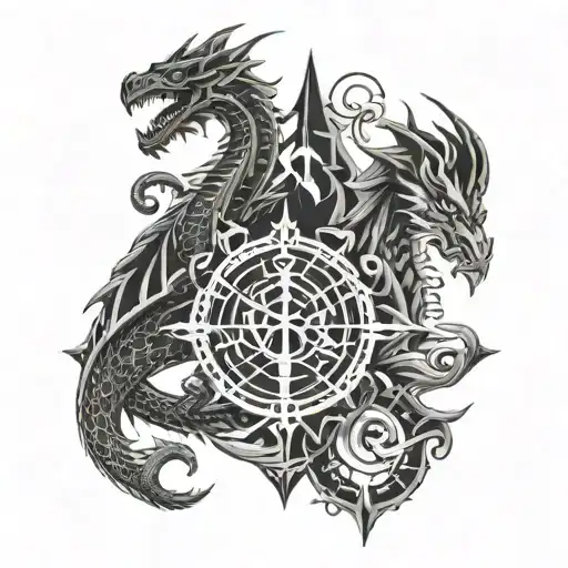 vet logo and ice dragon and libra tattoo design idea
