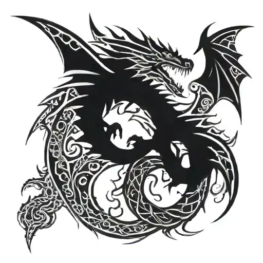 pair of scale and ice dragon tattoo design idea