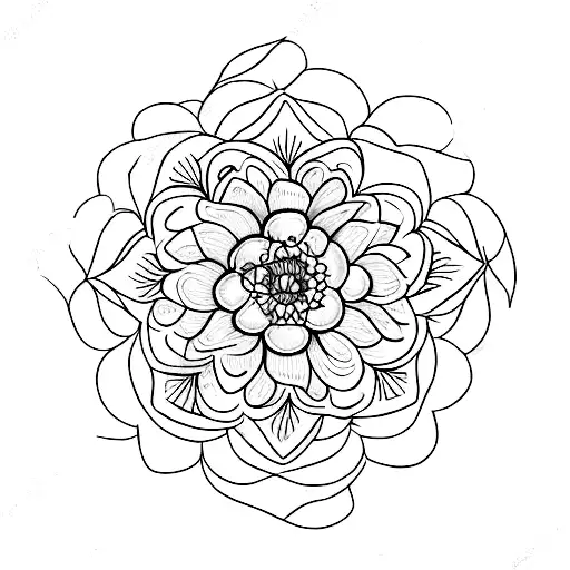 Tatuagem de peonia com mandala  tattoo design idea