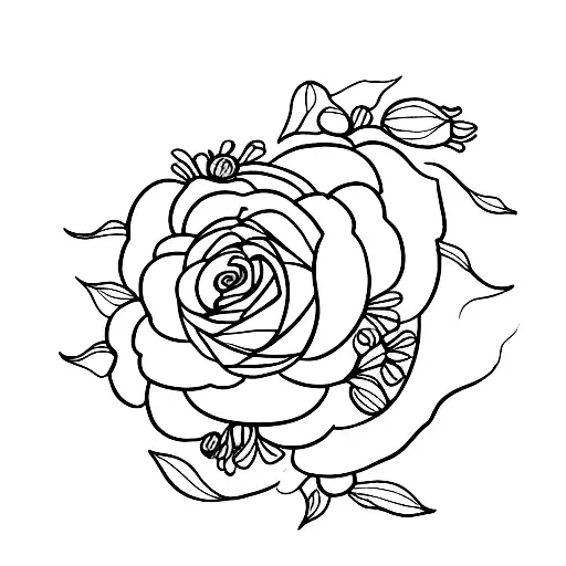 tatuagem floral de peonias com rosas e ramos tattoo design idea
