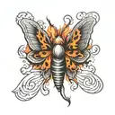 moth with flames all tattoo design idea